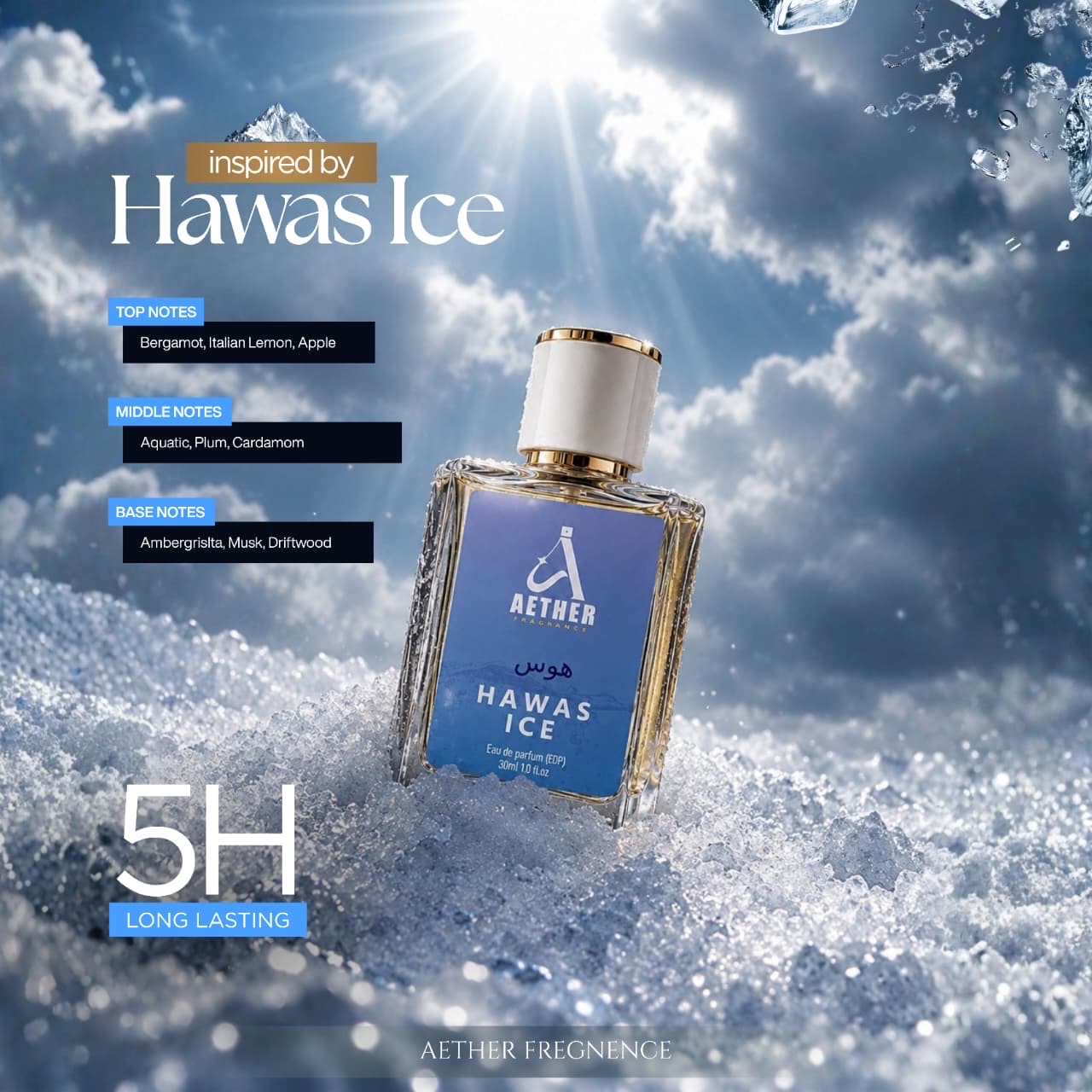 Hawas Ice EDP-Men | Inspired by Rasasi Hawas Ice | Aether Fragrance