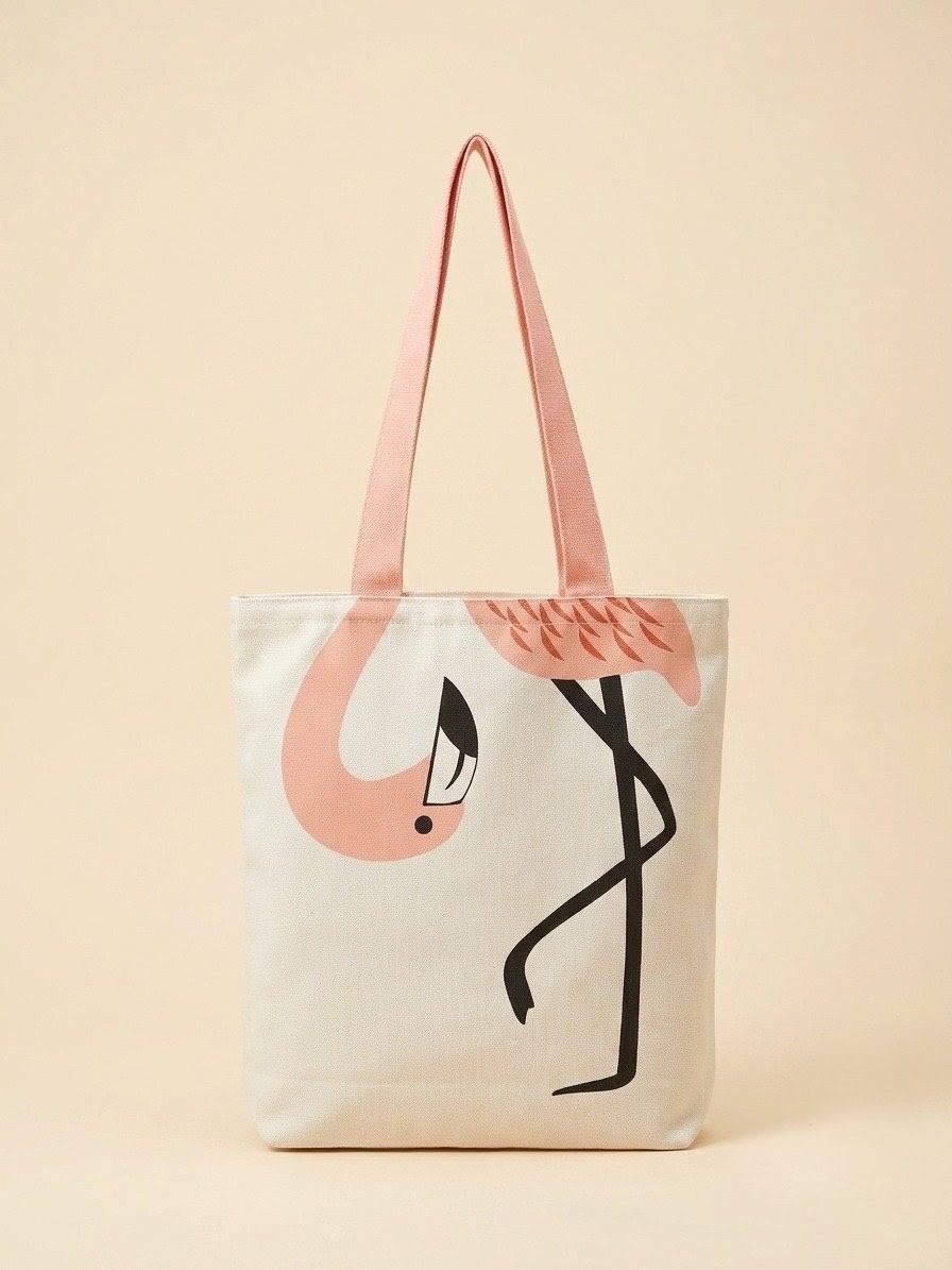 "Minimalist Flamingo" Canvas Tote Bag