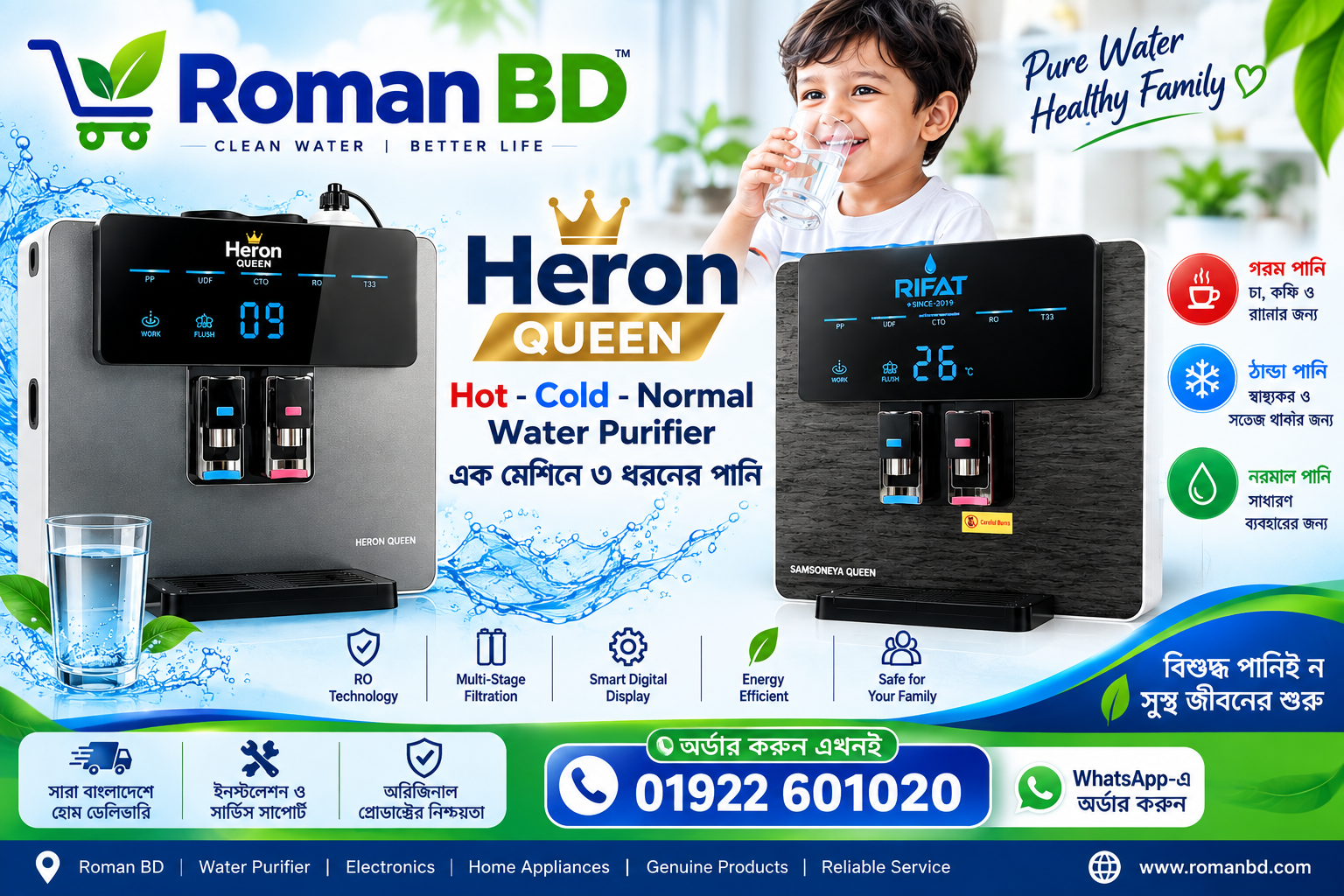 75 GPD Heron Queen Reverse Osmosis Water Purifier (5 Stage)