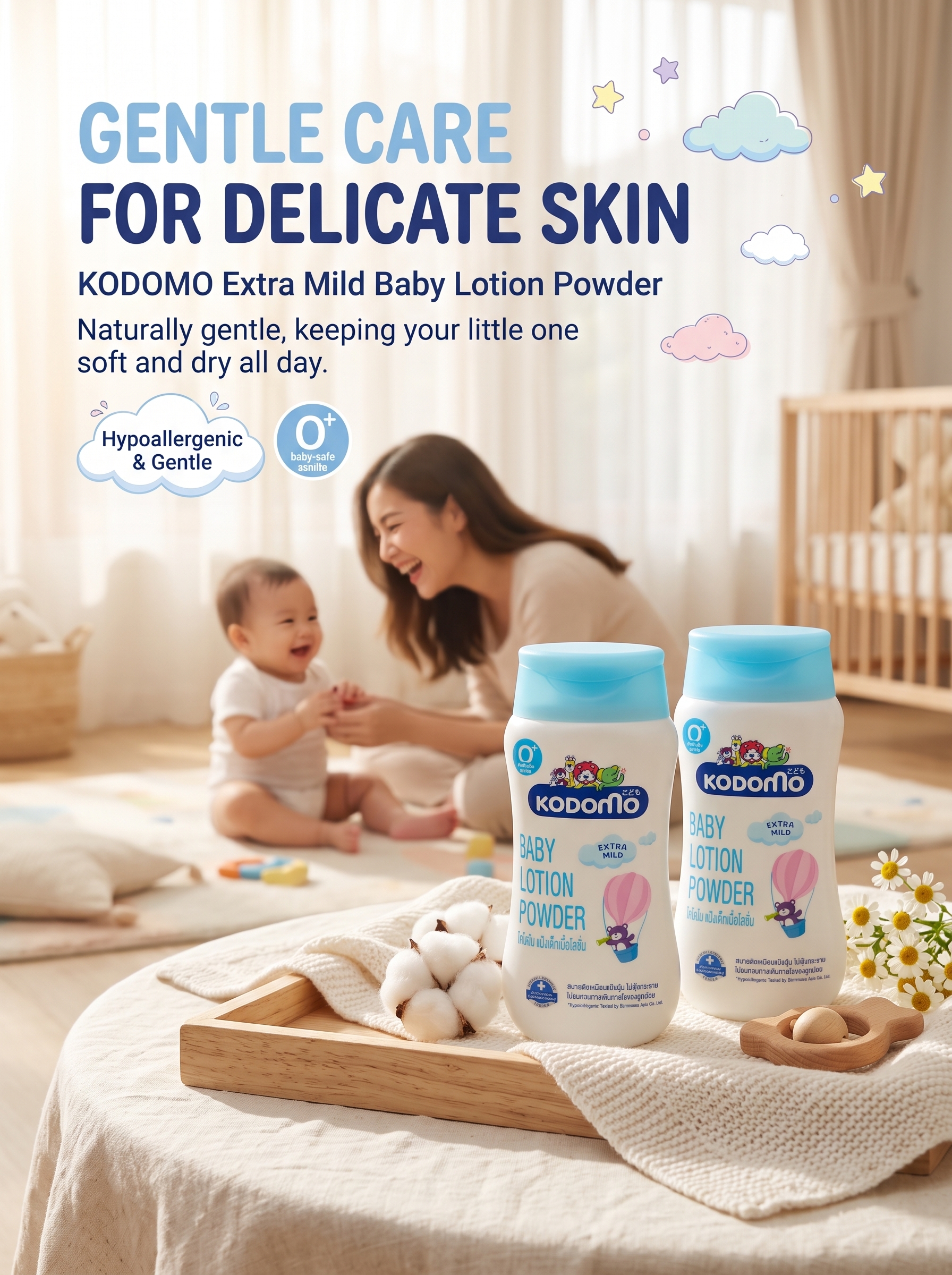 Kodomo Extra Mild Baby Lotion Powder (0+ Newborn)