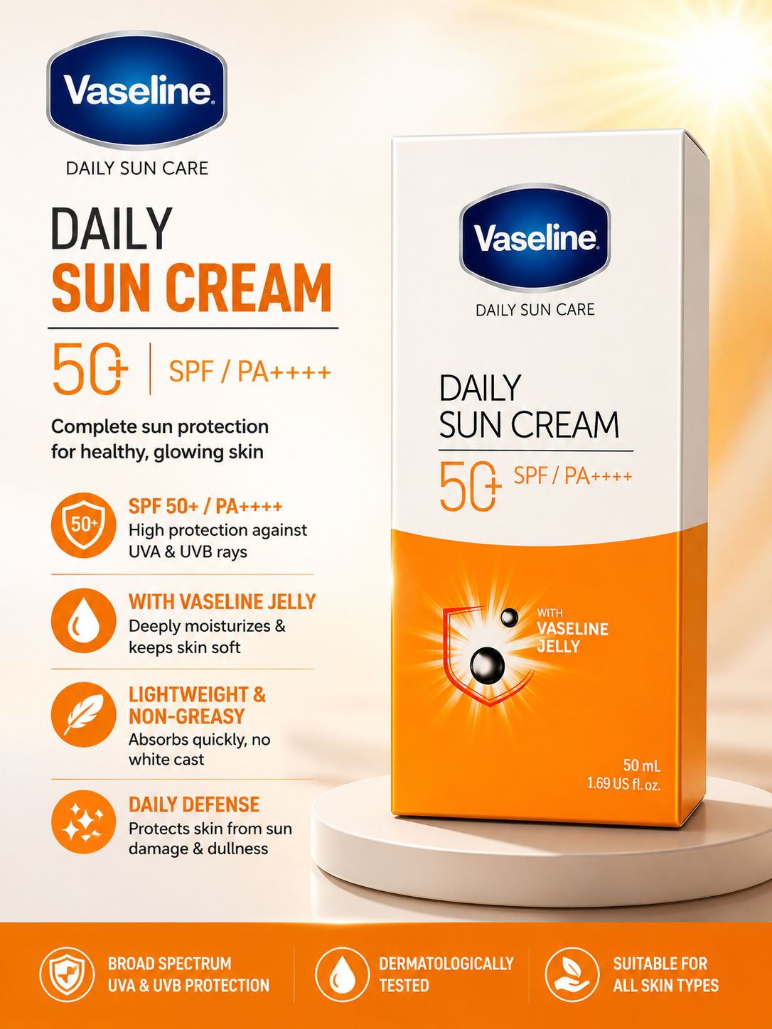 Vaseline Daily Sun Cream SPF 50+ / PA++++ (50 ml)