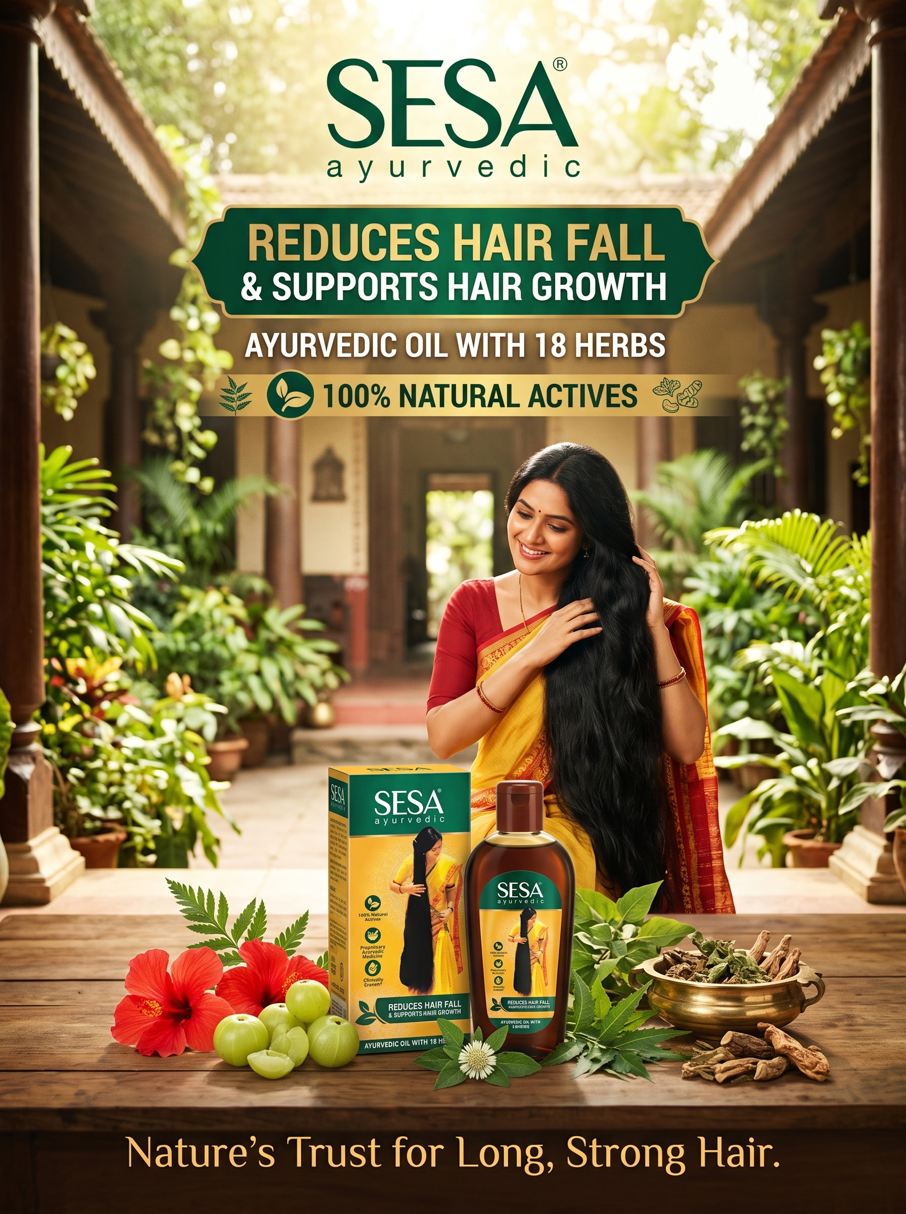 Sesa Ayurvedic Hair Oil with 18 Herbs (Reduces Hair Fall & Supports Hair Growth)