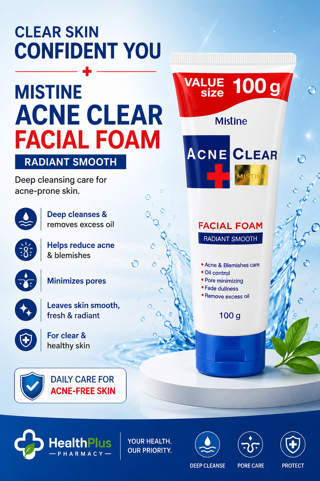 Mistine Acne Clear Facial Foam - 100g
