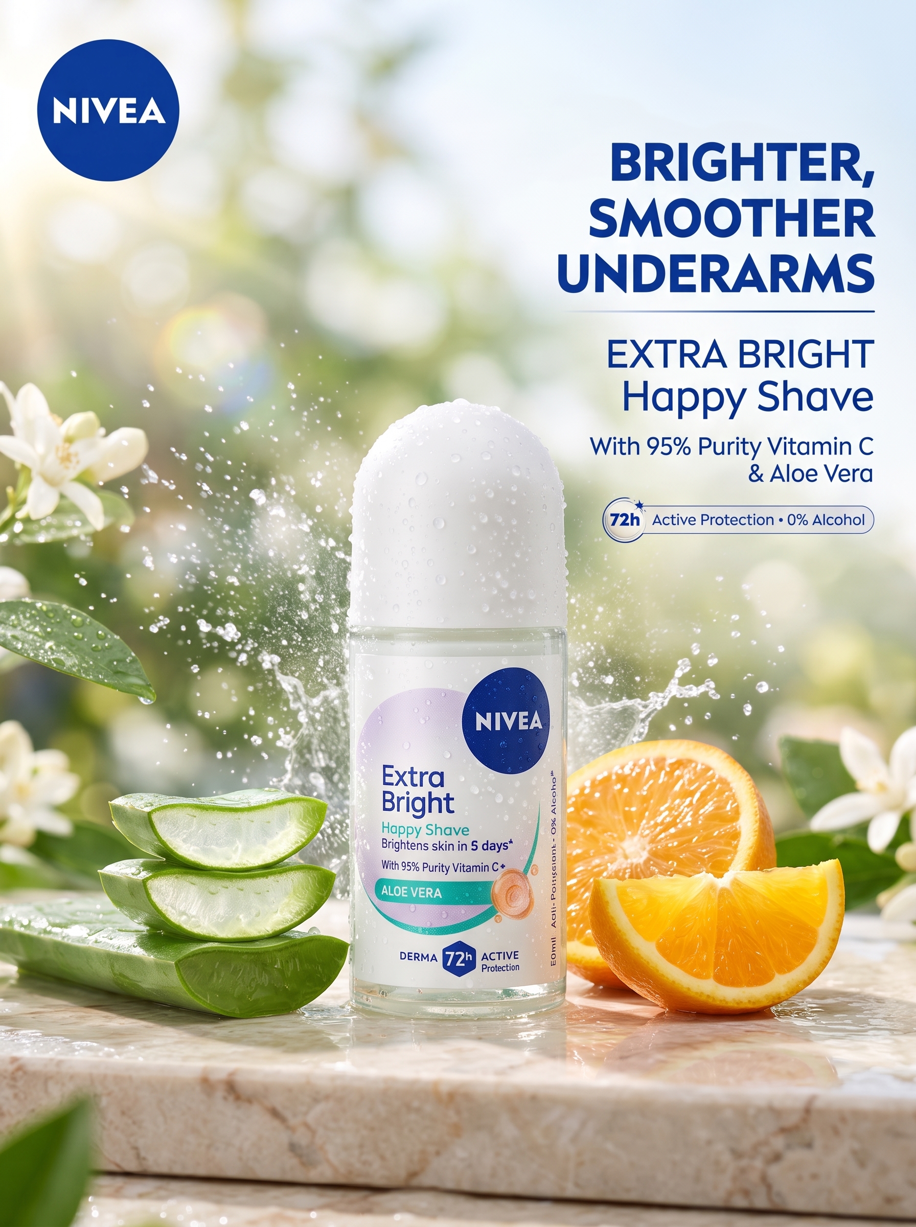 NIVEA Extra Bright Happy Shave Roll-On Deodorant