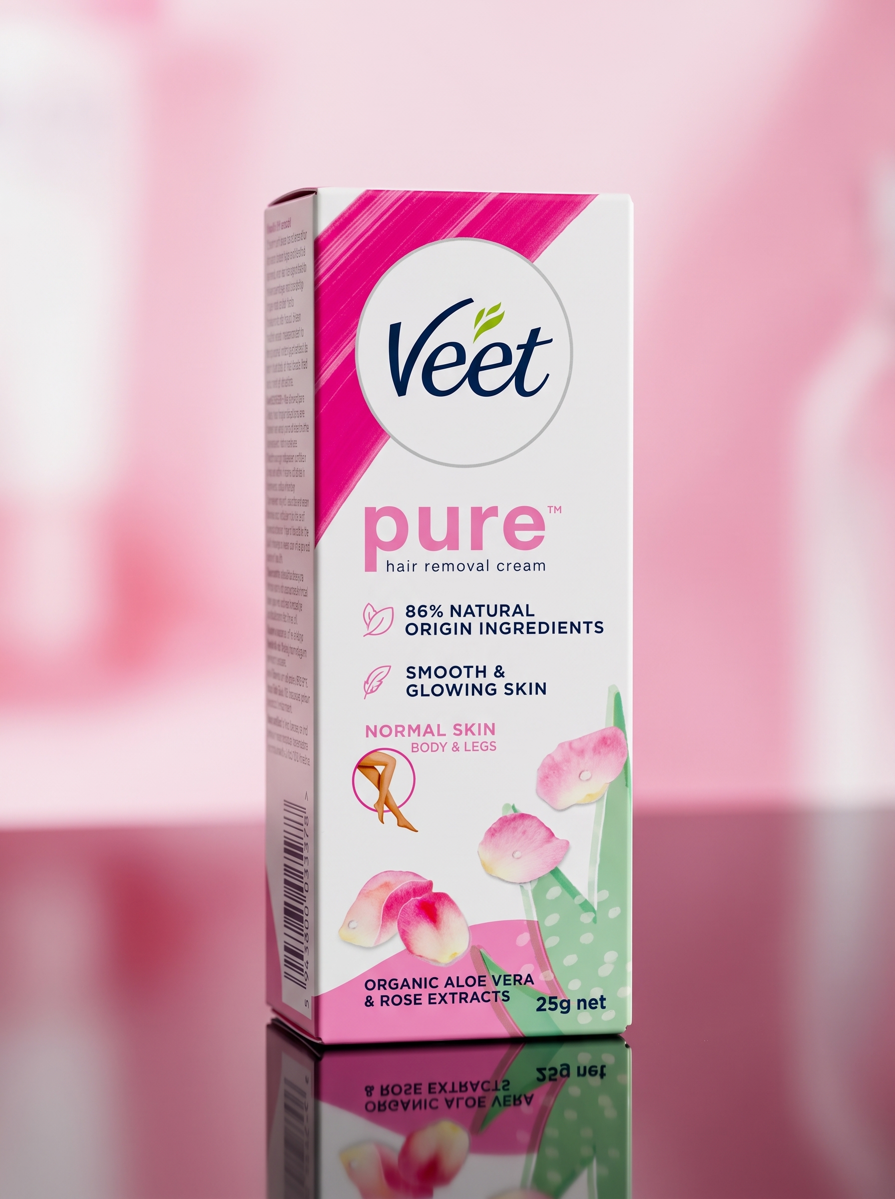 Veet Pure Hair Removal Cream - Organic Aloe Vera & Rose Extracts (28g)