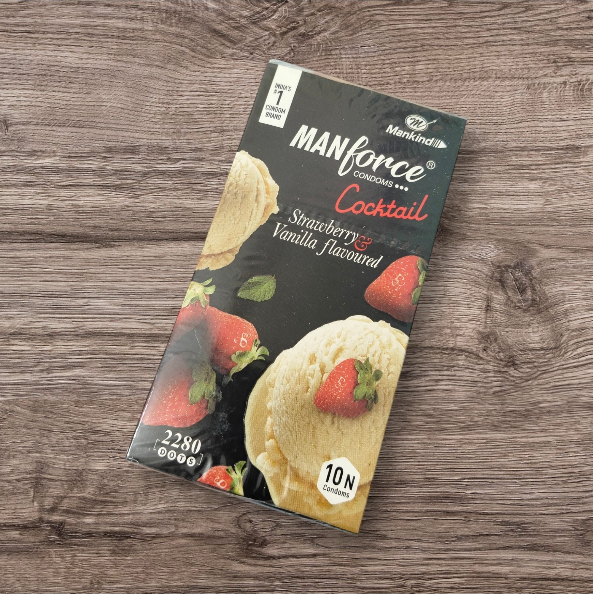 Manforce Cocktail Strawberry & Vanilla Flavoured Condoms (10pc)_img_1