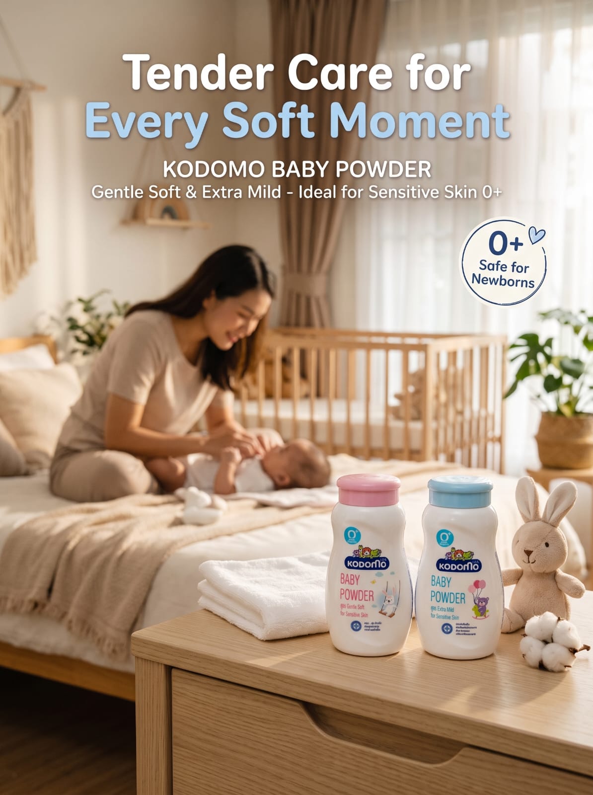 Kodomo Baby Powder - Gentle Soft & Extra Mild (0+ Newborn)