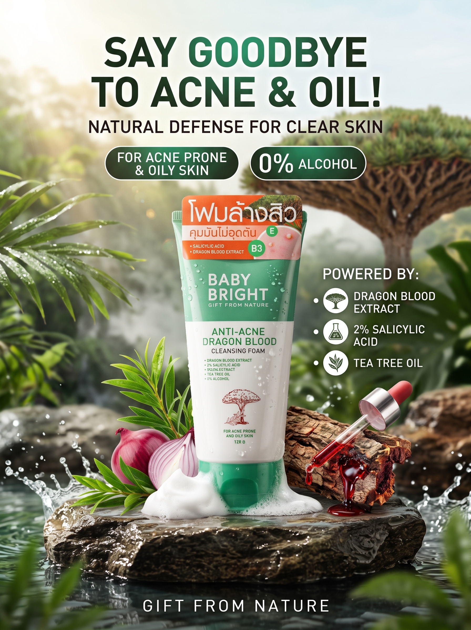 Baby Bright Anti-Acne Dragon Blood Cleansing Foam