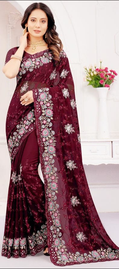 ইন্ডিয়ান জর্জেট শাড়ি ব্লাউজ পিস সহ_img_11