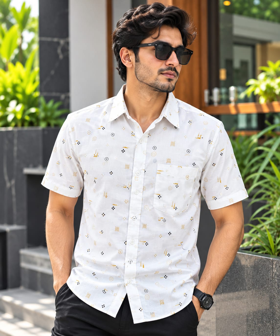 Print Shirt Cotton Half Sleeve For Men's_img_1
