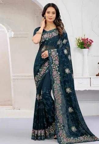 ইন্ডিয়ান জর্জেট শাড়ি ব্লাউজ পিস সহ_img_14