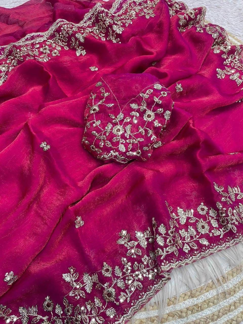 Indian Georgette Sharee with Blouse Piece_img_9