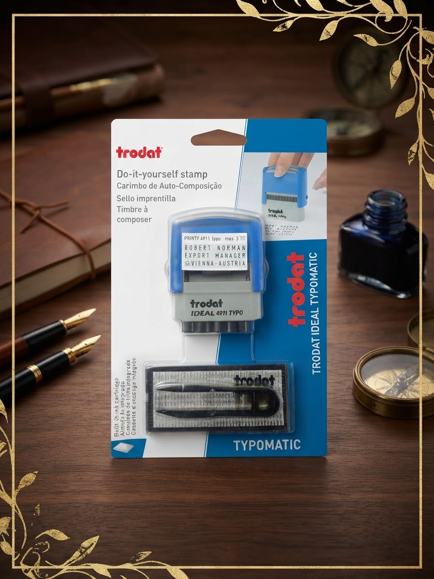 Trodat Ideal 4911 Typomatic Do-It-Yourself Self-Inking Rubber Stamp Kit Quick Dry Coding Ink (100ml) and Ink Softener/Cleaner (100ml) Full Package_img_2
