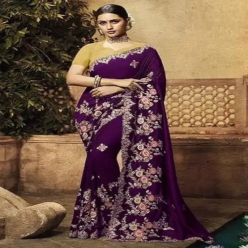 ইন্ডিয়ান জর্জেট শাড়ি ব্লাউজ পিস সহ_img_5