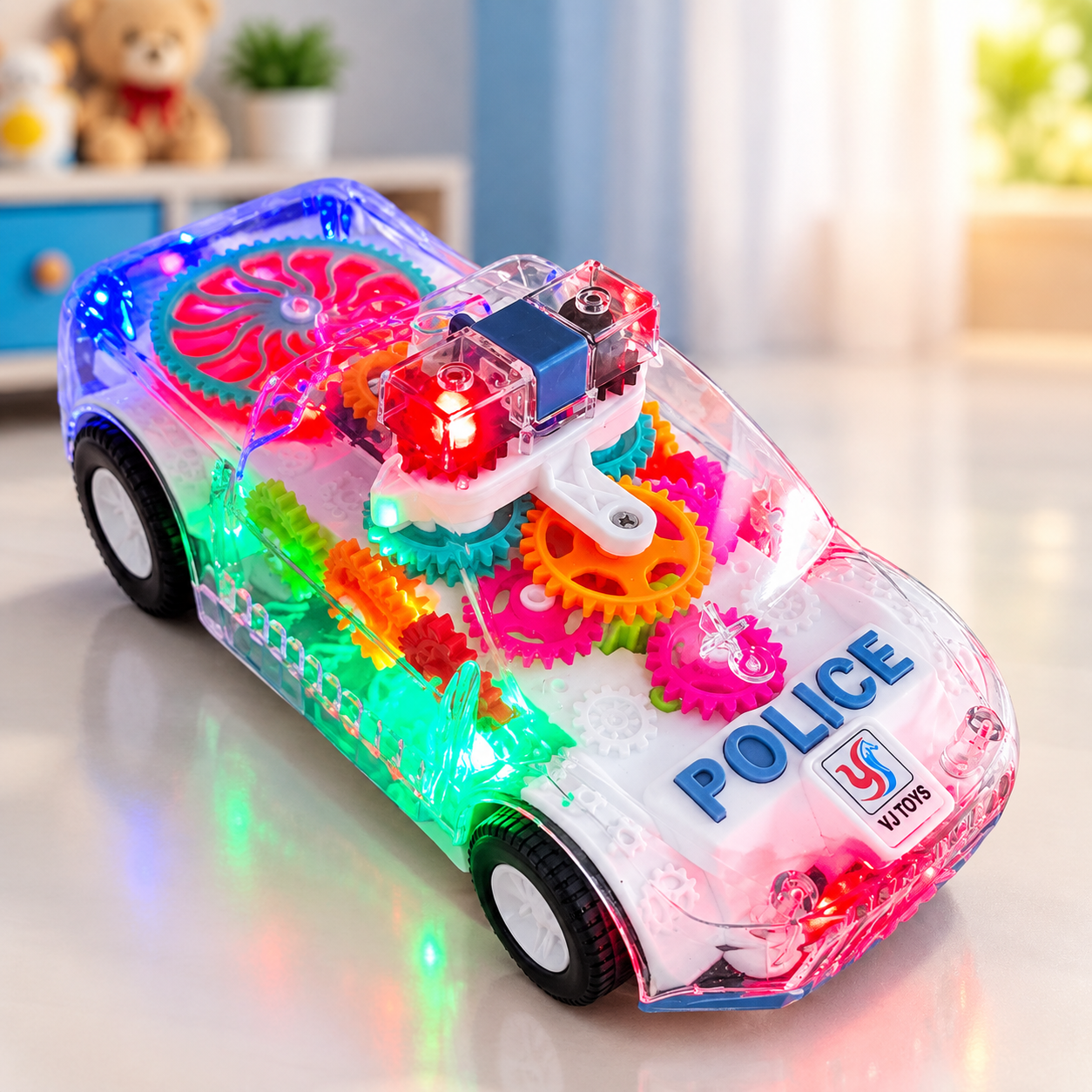 Auto detective transparent lighting police car