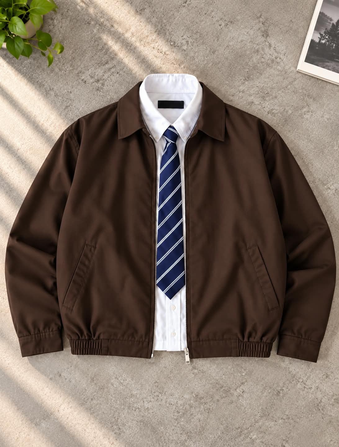 TWIL HARRINGTON JACKET CHOCOLATE