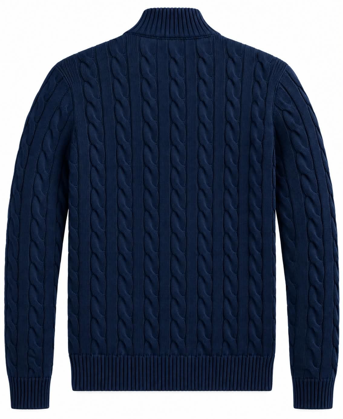 RL Cable Half Zipper Navy Blue_img_2