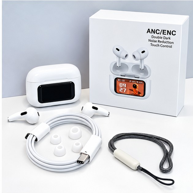 App Version A9 ProTouch Screen Display Airpods with ANC ENC TWS Earbuds iOS and Android App Supported L58 Airpods_img_3