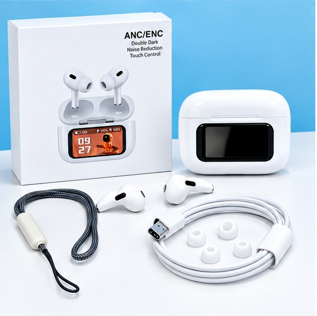 App Version A9 ProTouch Screen Display Airpods with ANC ENC TWS Earbuds iOS and Android App Supported L58 Airpods_img_1