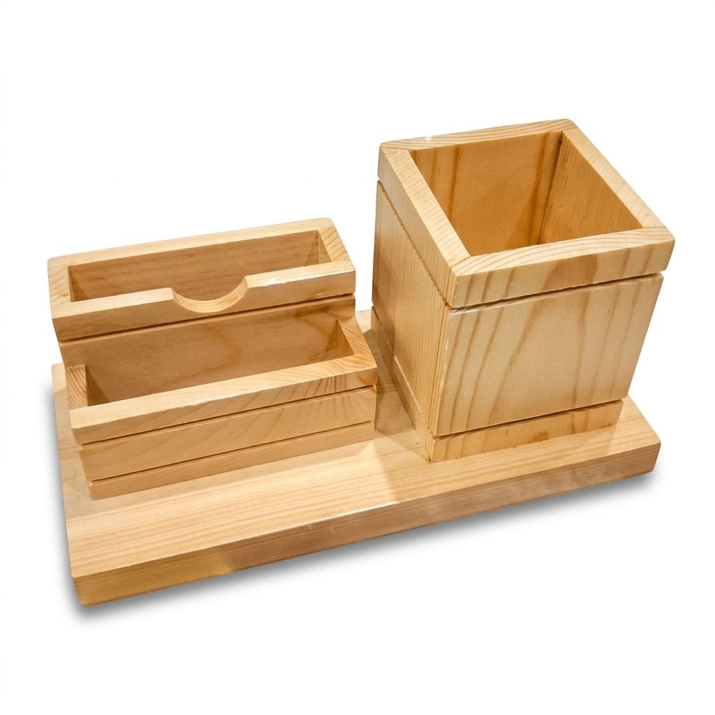 Wooden Desk Nameplate with Pen Holder thumbnail 2
