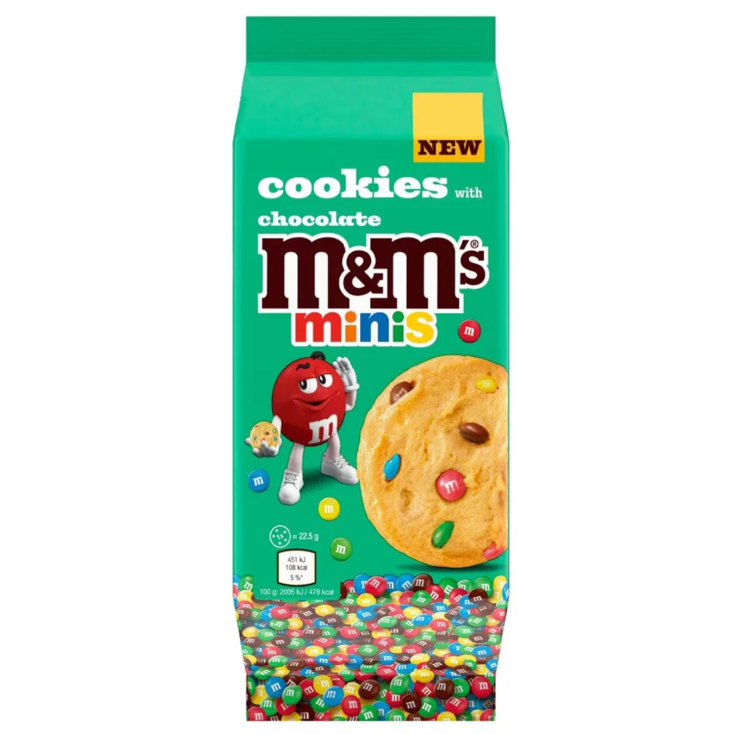 M&m's Cookies with Chocolate minis, Crunchy Biscuits with Colourful Candy Pieces 180g