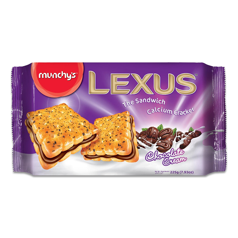 Munchy's Lexus Sandwich Calcium Cracker With Chocolate Cream 225g