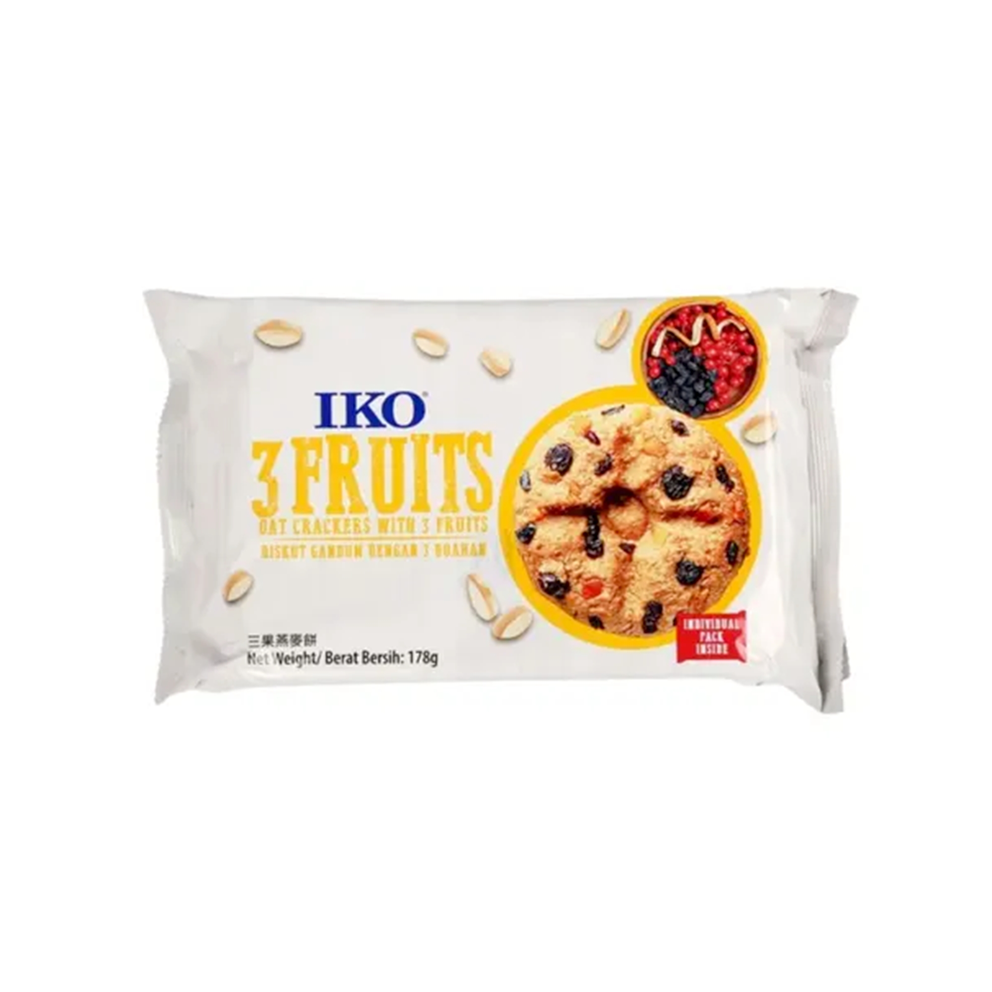 IKO Oat Crackers with 3 Fruits 178g