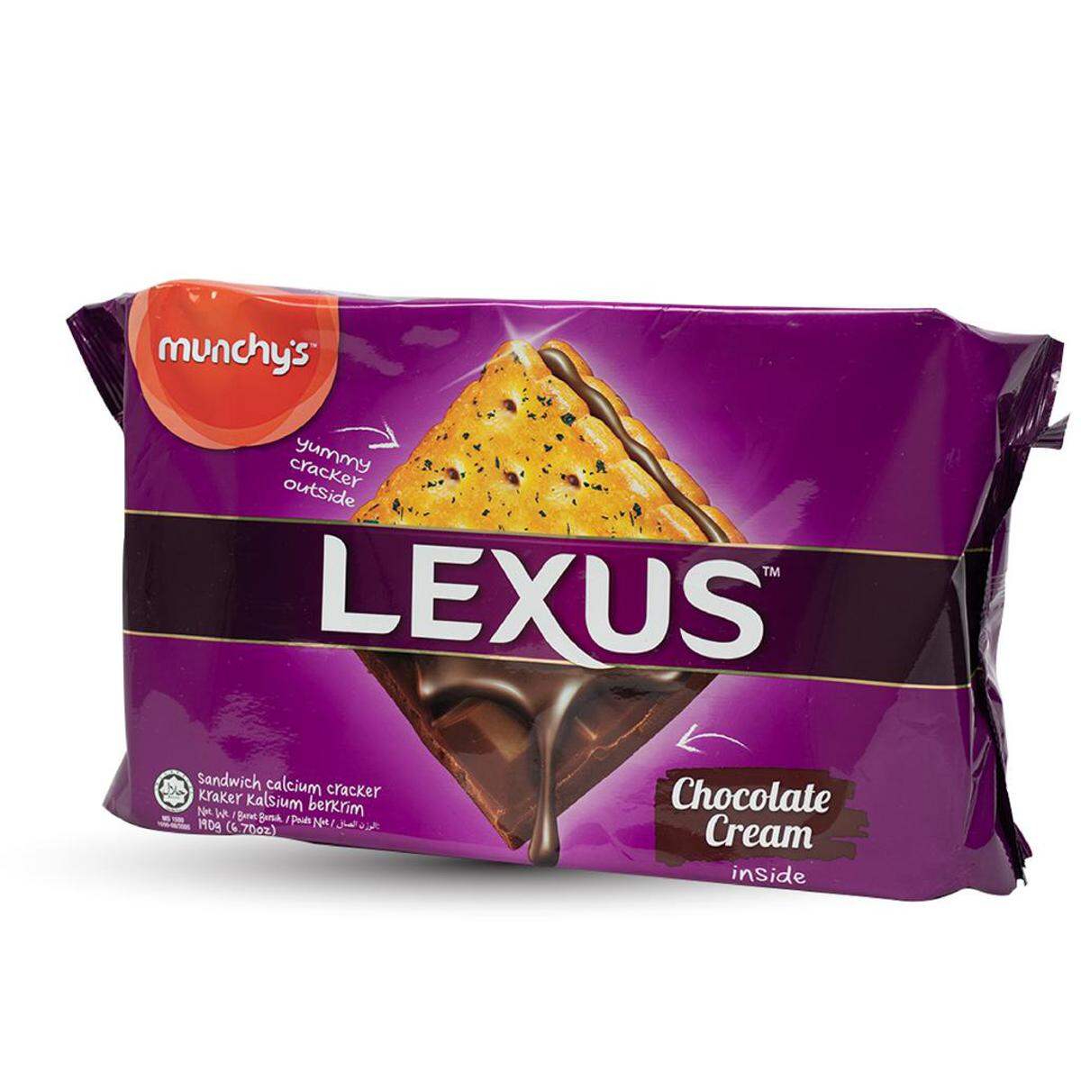 Munchy's Lexus Sandwich Calcium Cracker With Chocolate Flavoured Cream 190g
