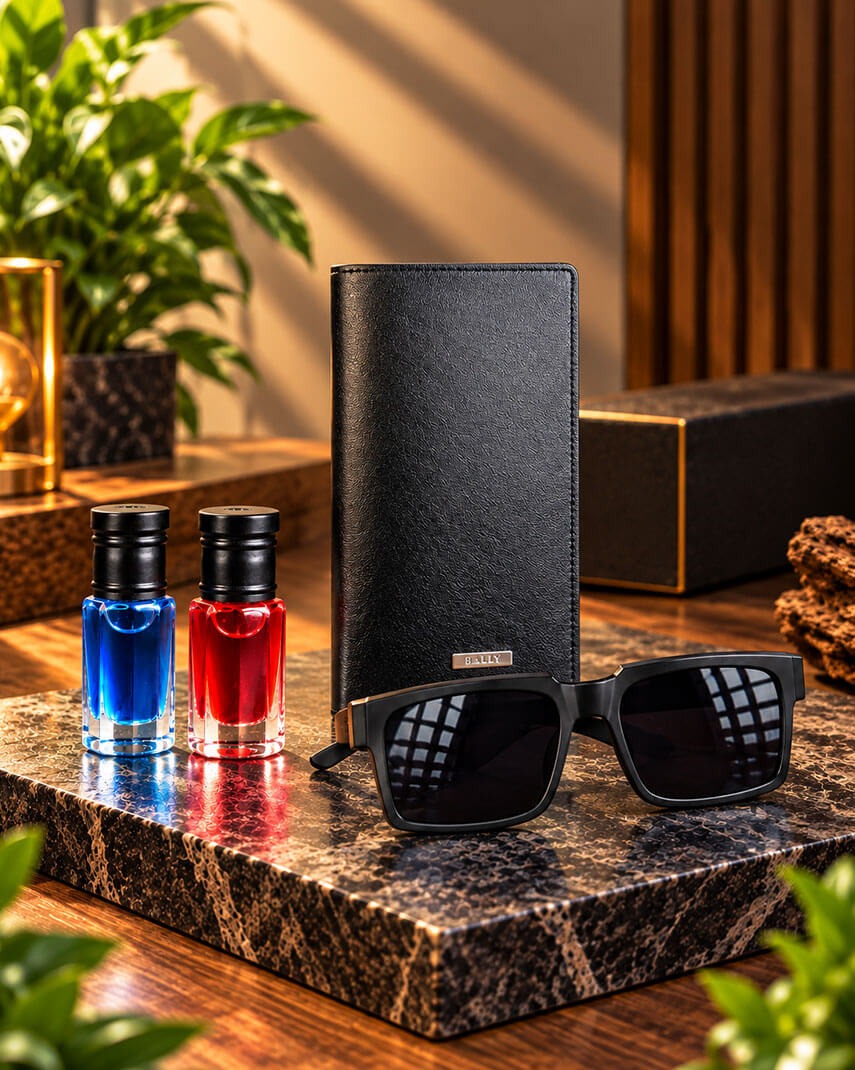 Premium Long Wallet+ Belt+ 2pcs Perfume