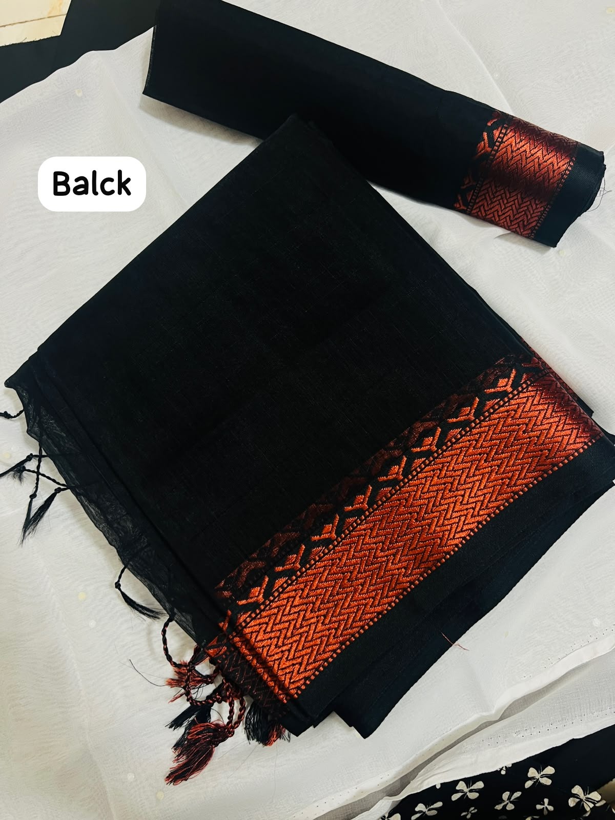 Half Silk Saree (Black)