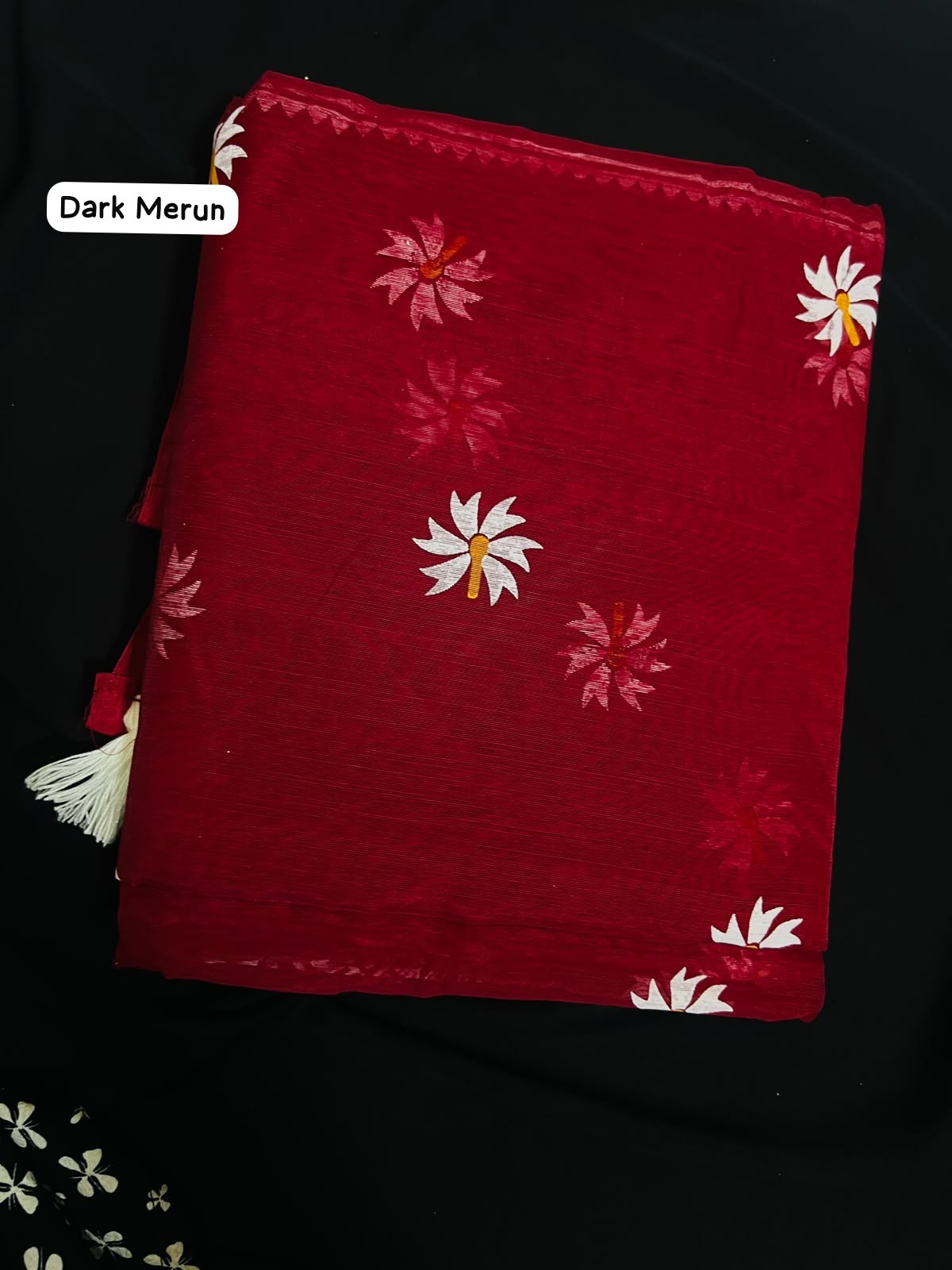 Print Half Silk Saree (Dark Merun)