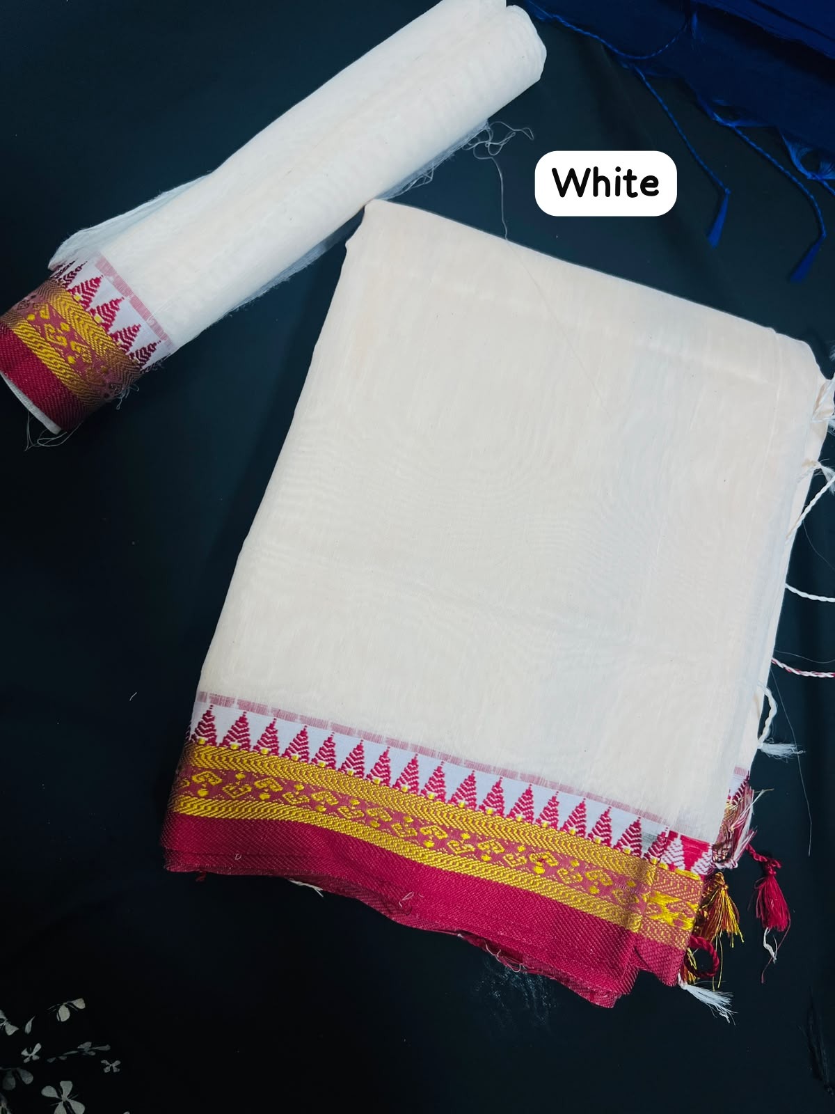 Half Silk Saree (White)