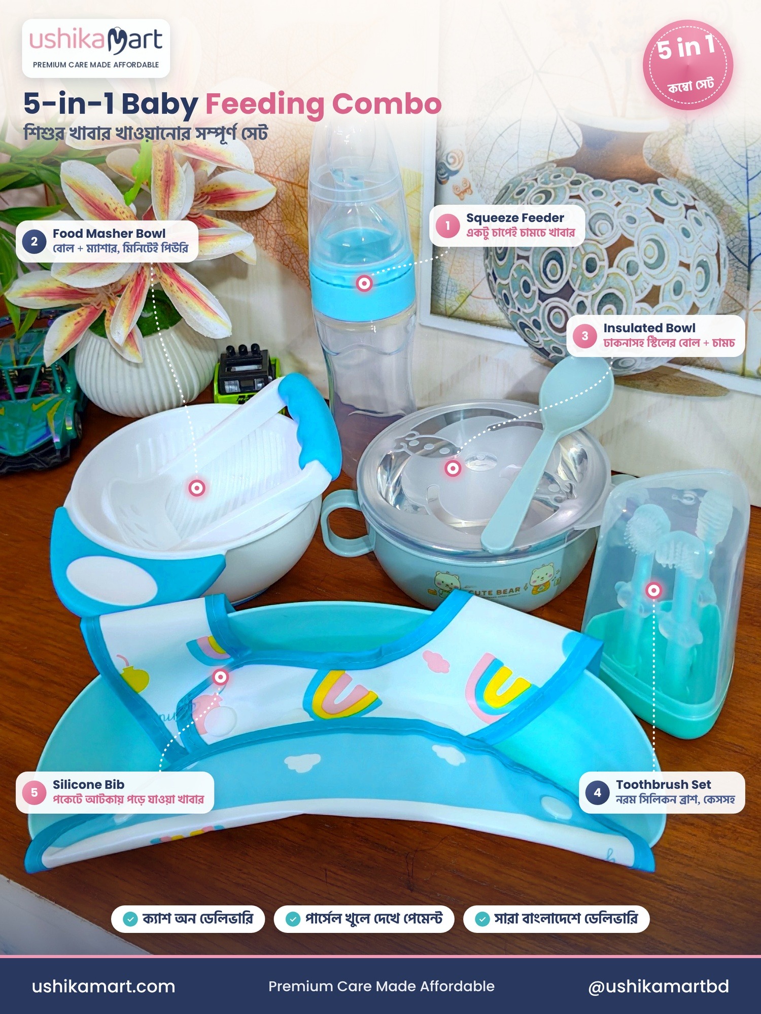 5-in-1 Baby Feeding Combo Set | বেবি ফিডিং কম্বো সেট