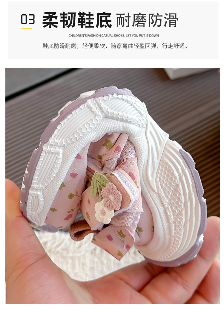 Breathable Sneakers with Velcro for Little Girls thumbnail 7