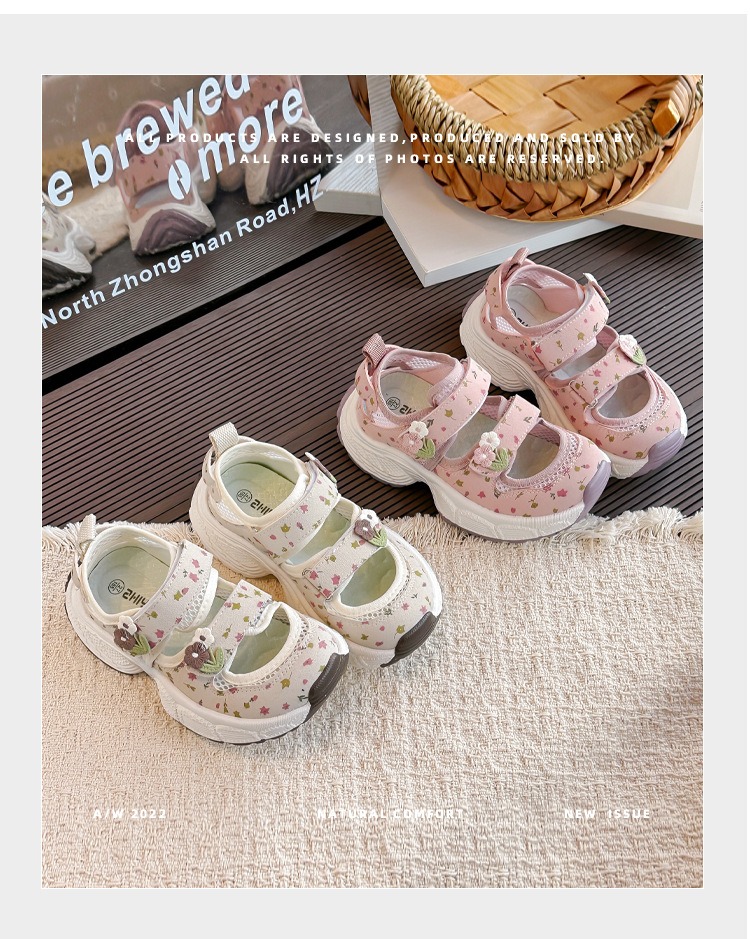 Breathable Sneakers with Velcro for Little Girls