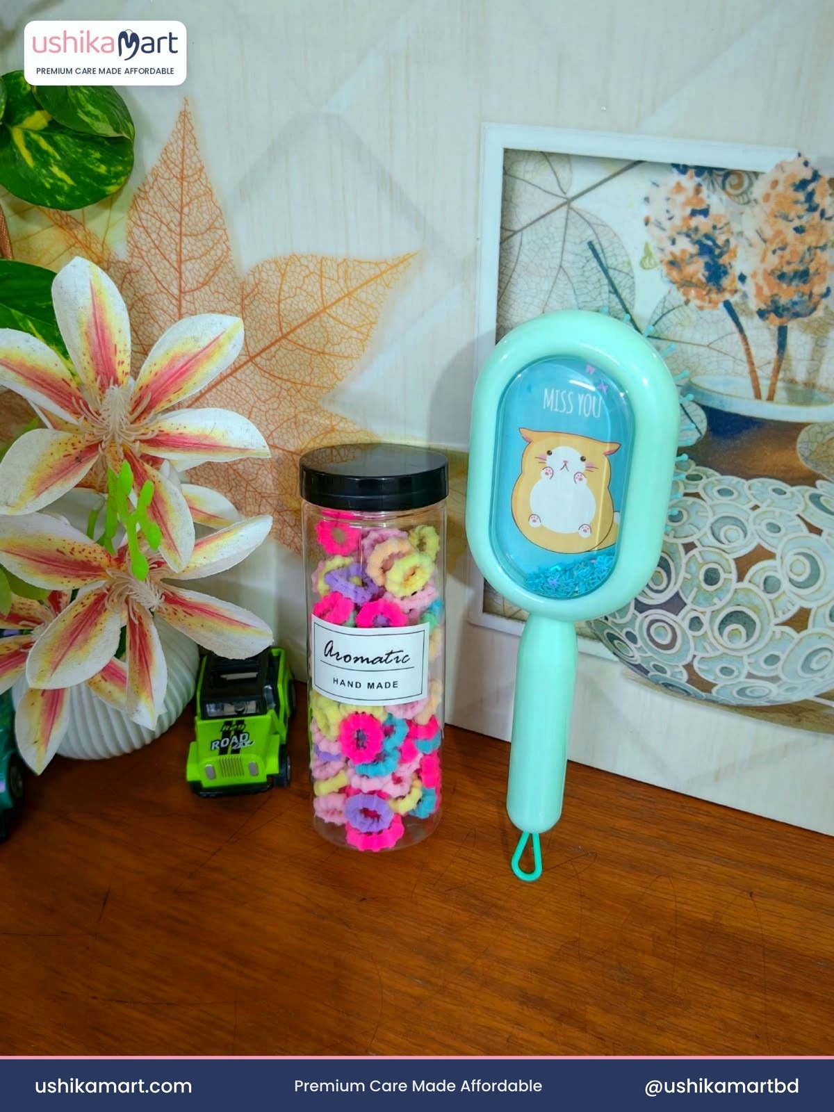 Cute Cat Hair Brush Colorful Hair Tie Combo Set thumbnail 6