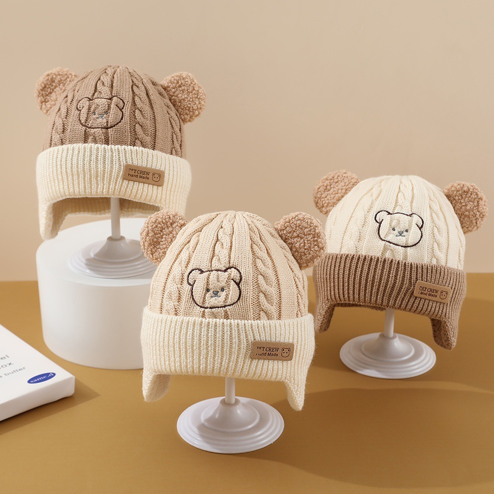 Autumn and Winter Cute Bear Ear Protection Hat for Boys and Girls thumbnail 4