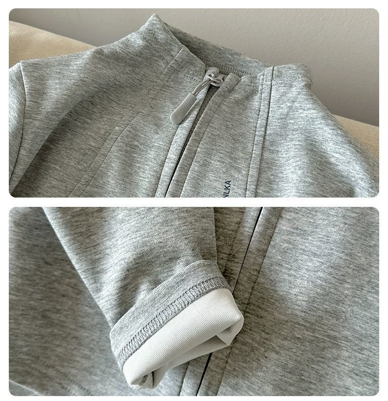 Korean-style zip-up short jacket and flared pants thumbnail 7