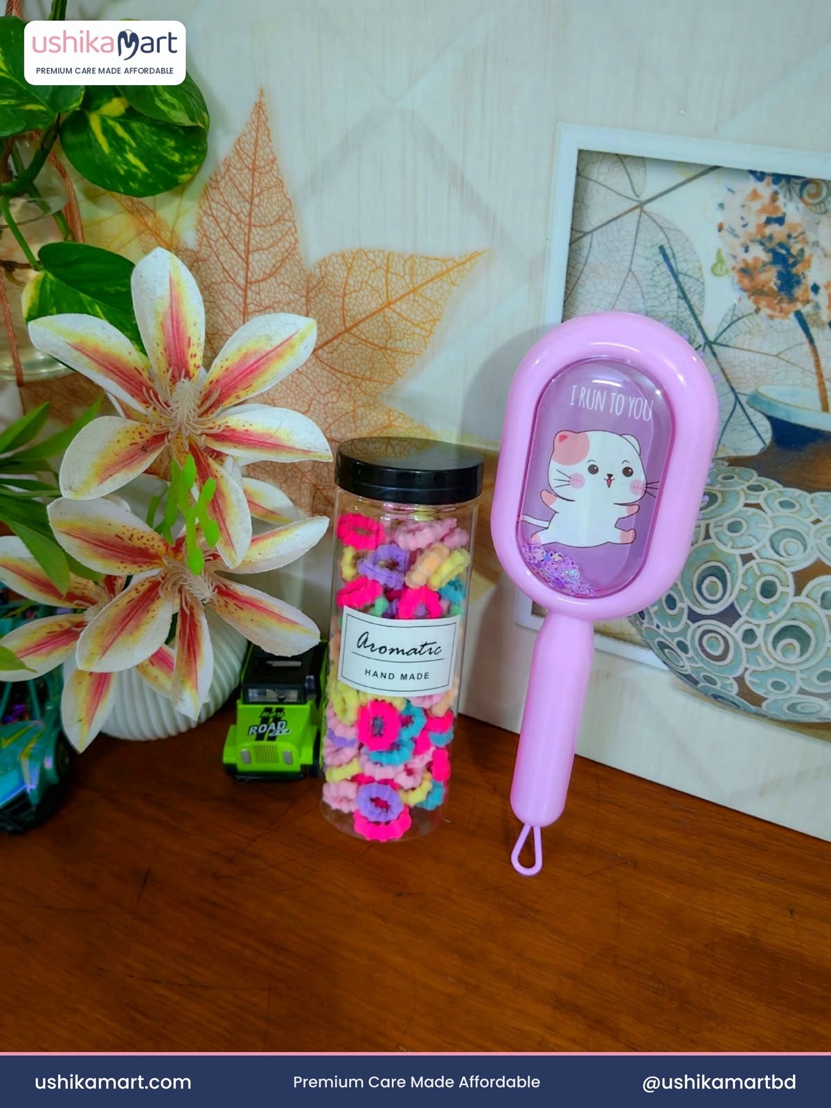 Cute Cat Hair Brush Colorful Hair Tie Combo Set thumbnail 5