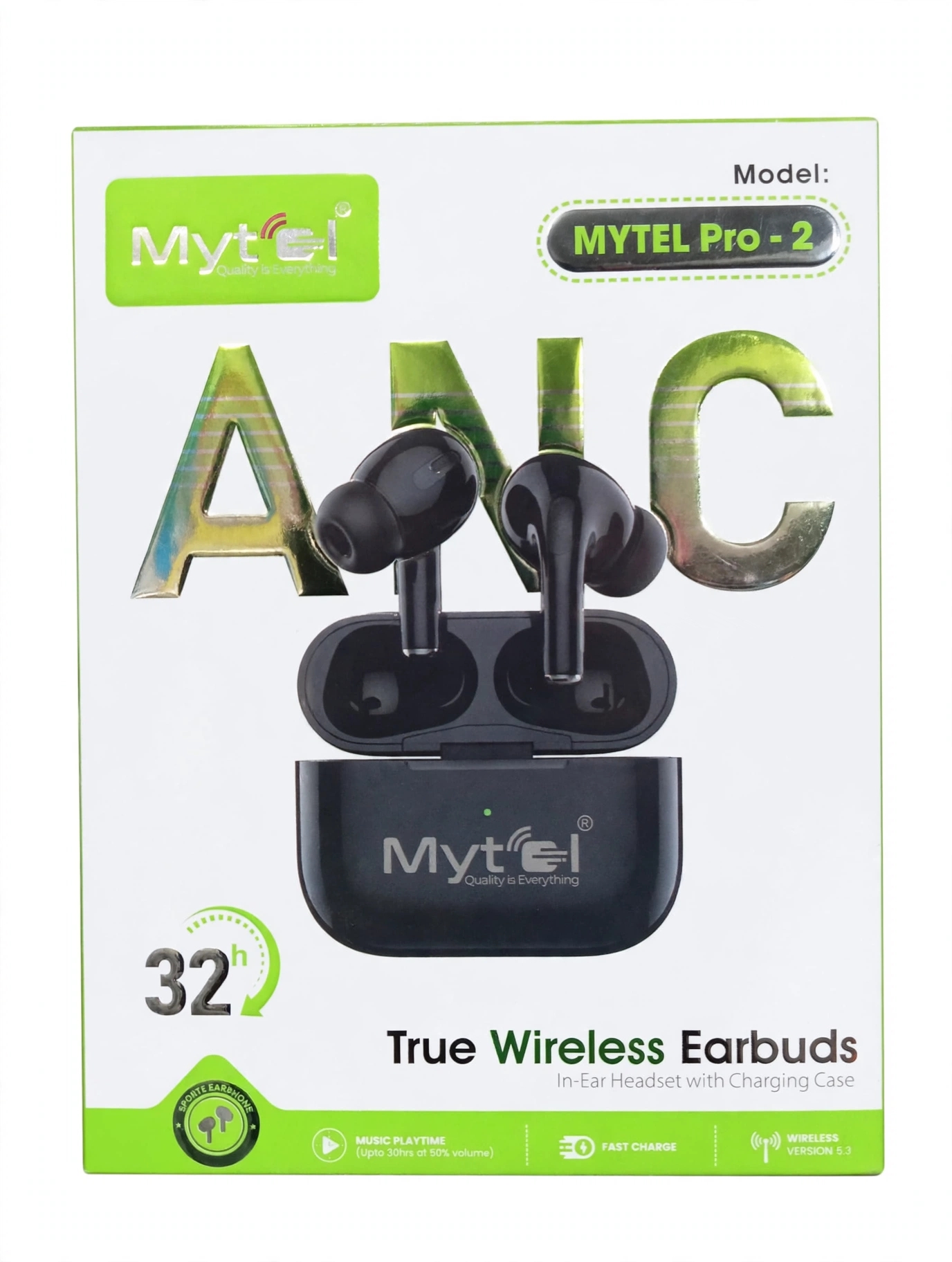 Mytel Pro-2 True Wireless Earbuds - 32H Playtime - ANC