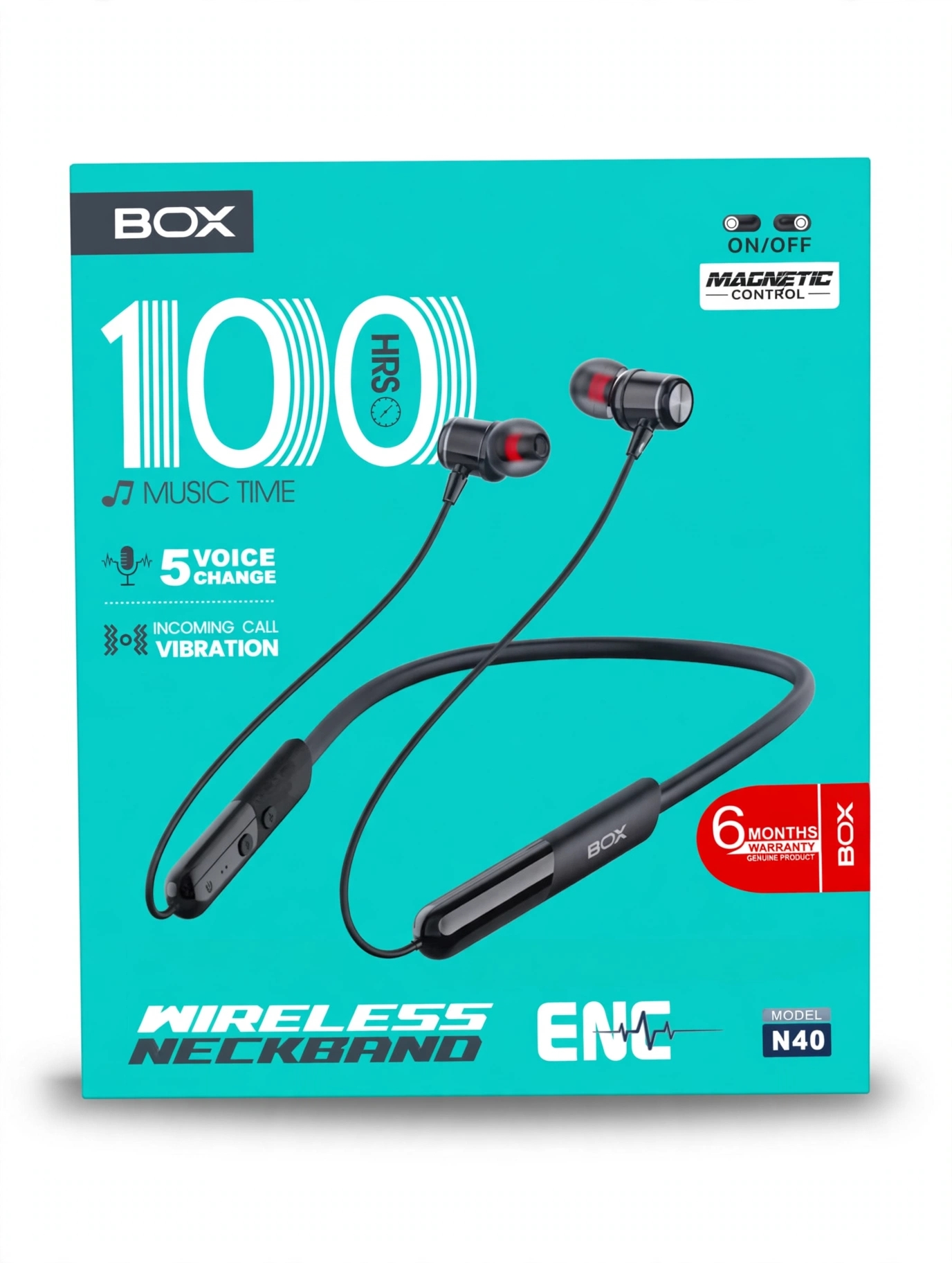 BOX N40 Wireless Neckband 100 HRS ENC
