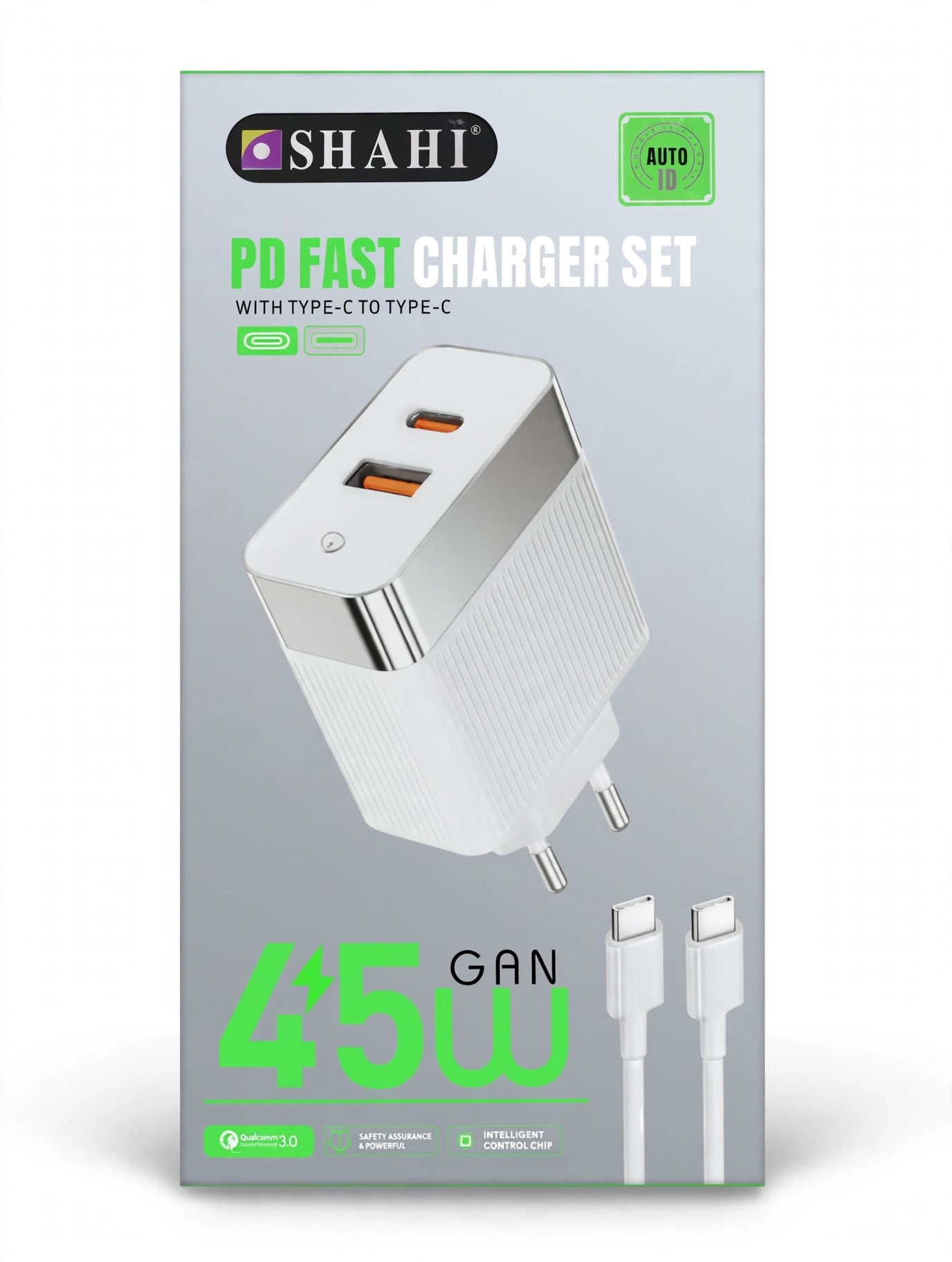 SHAHI 45W GaN PD Fast Charger Set ST-100 With Type-C to Type-C Cable - Auto ID