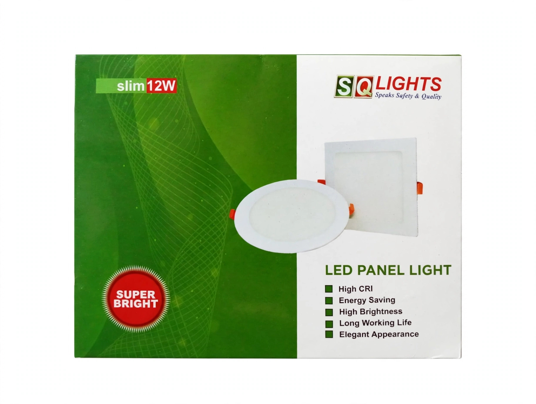 SQ LIGHTS 12W Slim LED Panel Light Super Bright - Round & Square - High CRI
