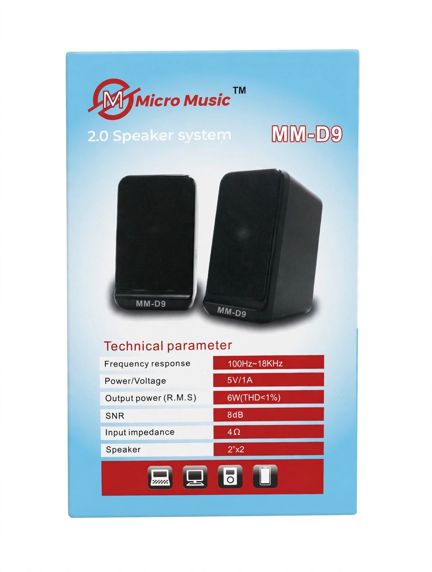 MM-D9 Micro Music 2.0 Speaker System - 6W Extra Bass_img_1