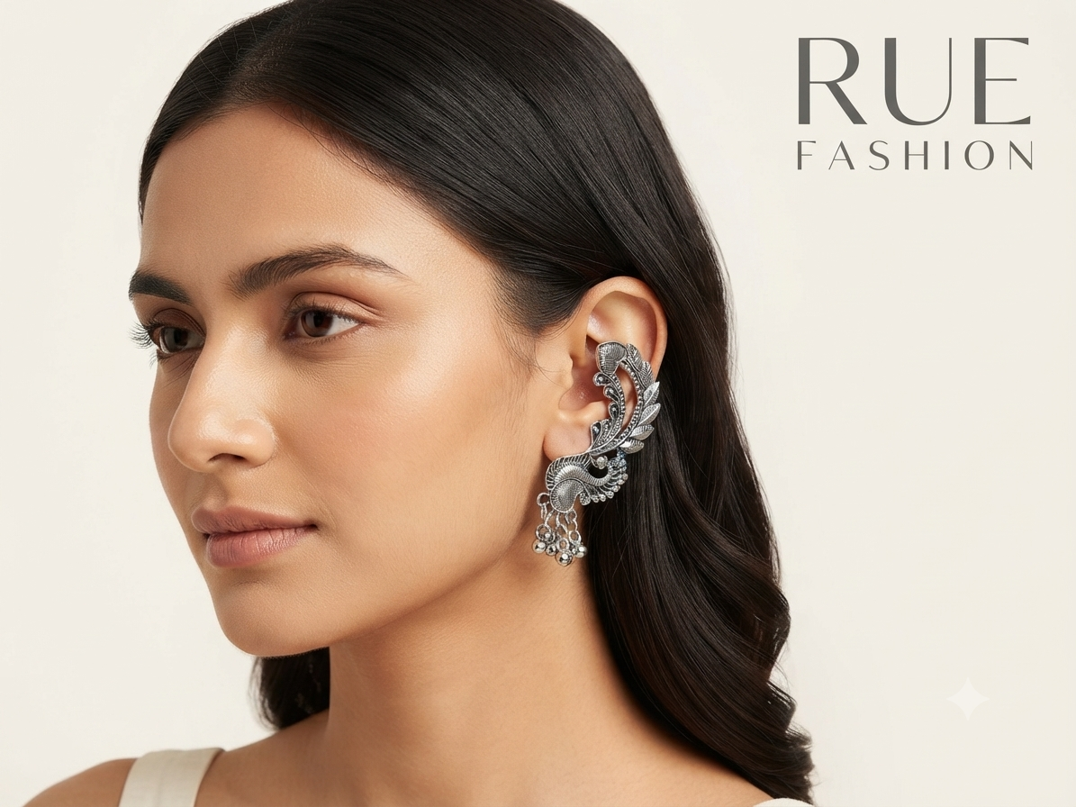 Antique Silver Peacock Ear Cuff