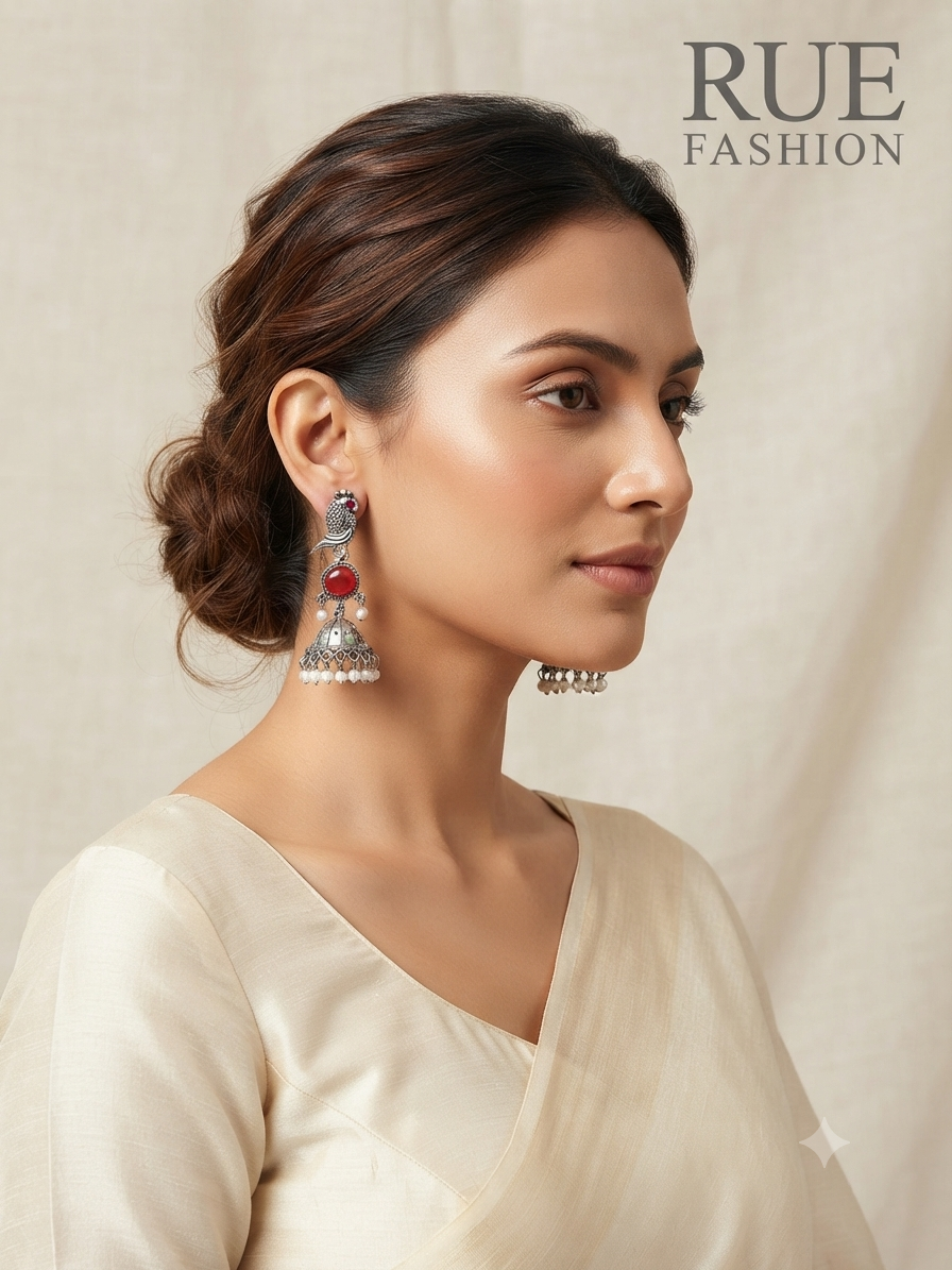 Royal Ruby Peacock Jhumka