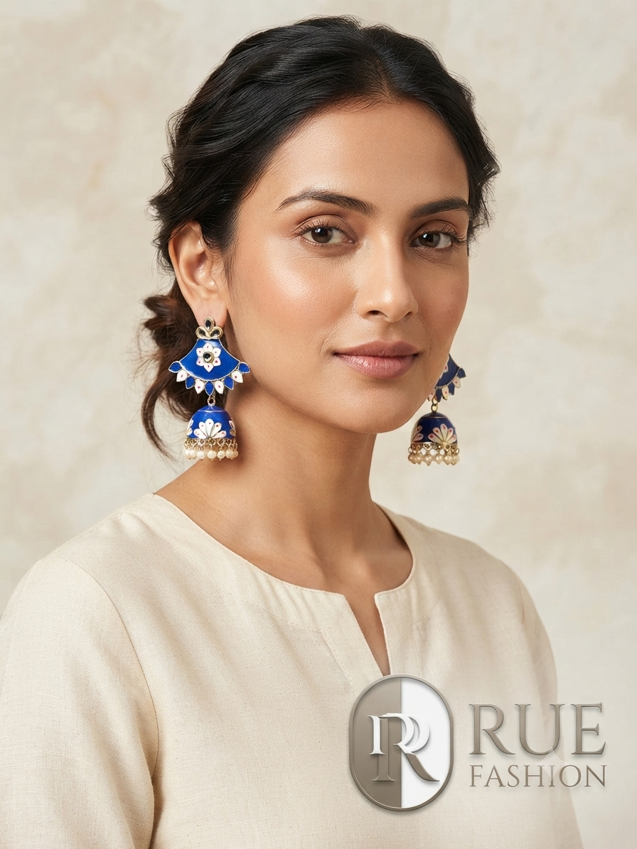Royal Blue Enamel Jhumka
