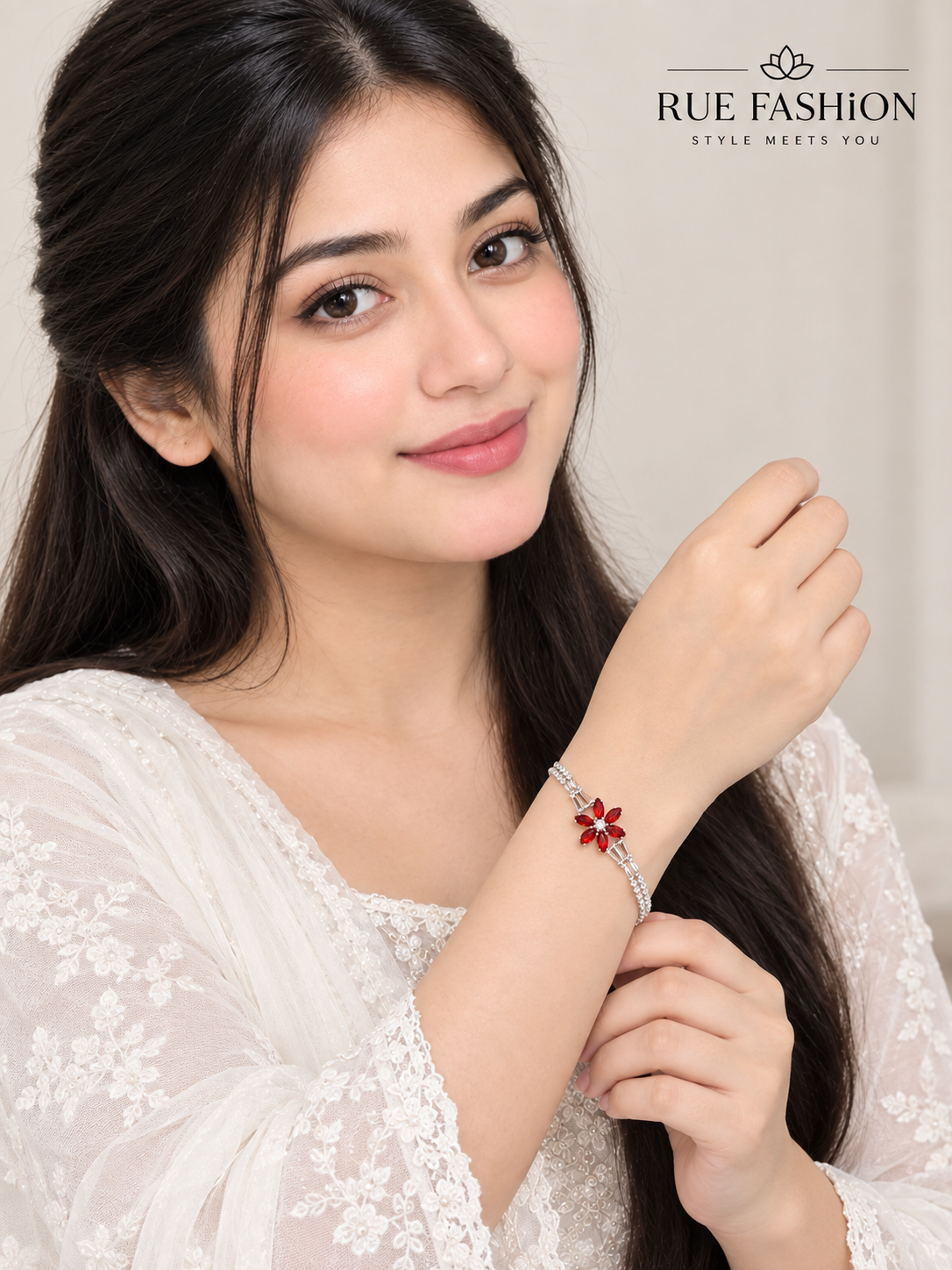 Ruby Floral Crystal Bracelet ❣️