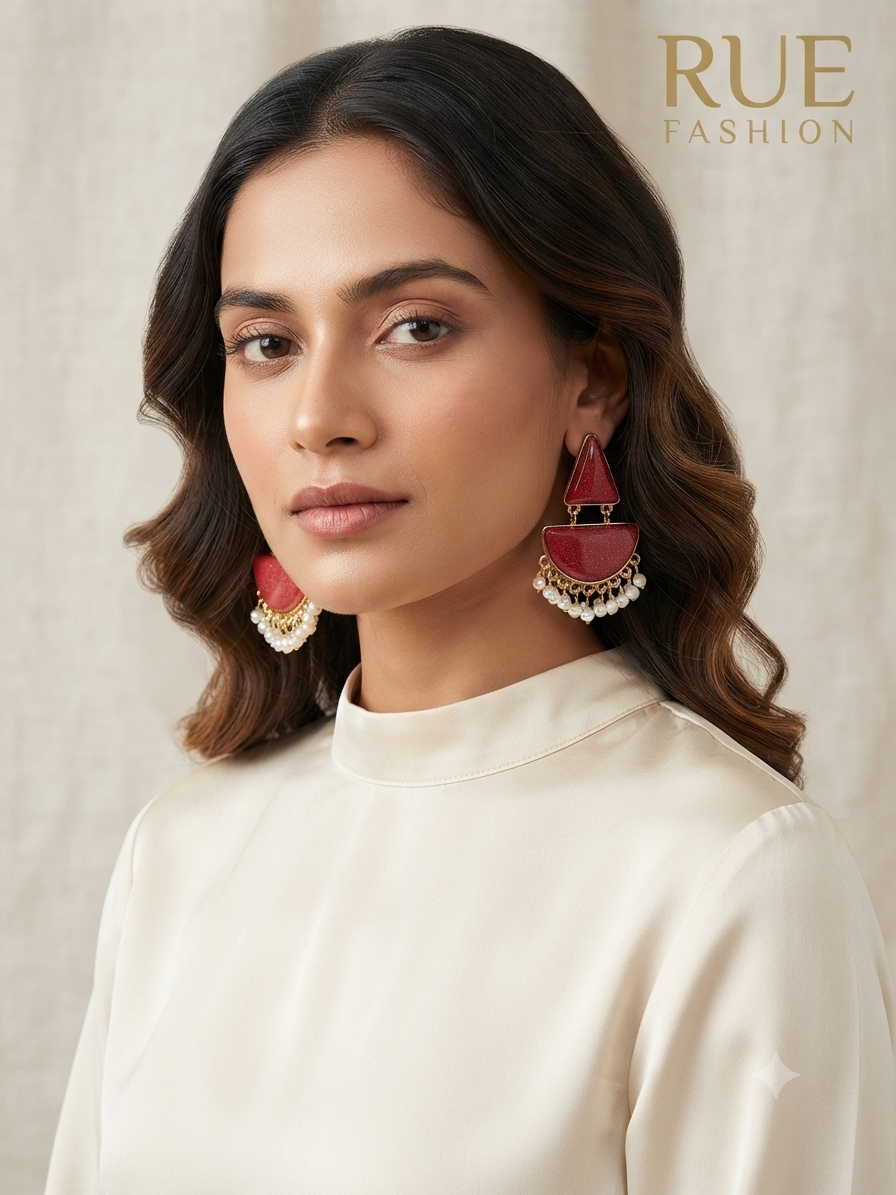 Crimson Crescent Earrings
