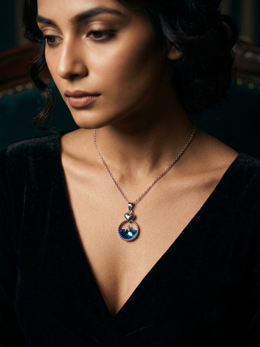 Ocean Heart Crystal Pendant Chain 🌊